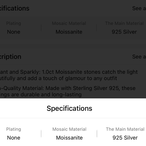 NWT 🤍 .925 STERLING SILVER 1.0 CARAT WHITE MOISSANITE 6-PRONG STUD EARRINGS - Picture 9 of 10